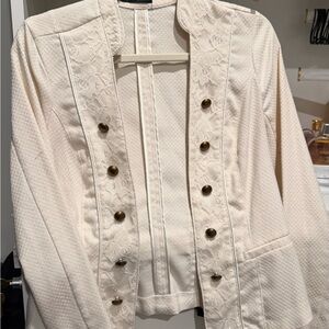Maurices Cream Lace-Accent Blazer